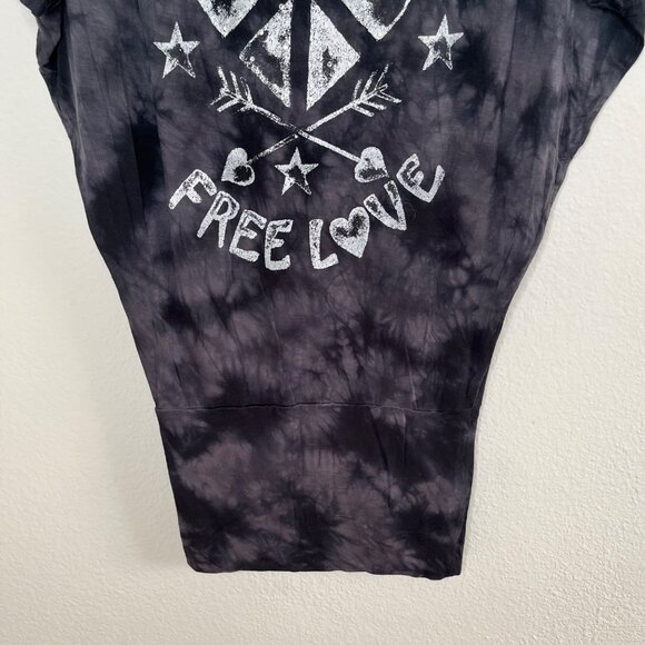 Affliction Black Premium Grunge Free Love Black Tie-Dye Tunic T-Shirt Dress XS - Picture 4 of 8